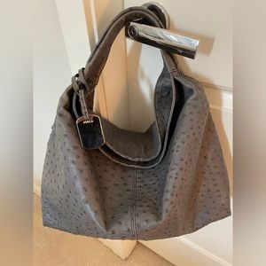 Furla Elizabeth Hobo Grey Ostrich leather